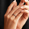 Delicate milgrain sapphire and diamond ring