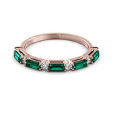 Delicate emerald baguette and diamond ring