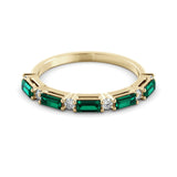 Delicate emerald baguette and diamond ring