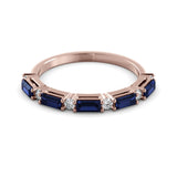 Delicate baguette sapphire and diamond ring
