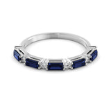 Delicate baguette sapphire and diamond ring