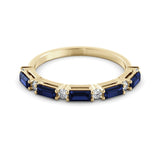 Delicate baguette sapphire and diamond ring