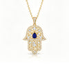 Sapphire and Diamond Hamsa Necklace in Gold - Shurya