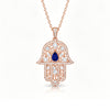 Sapphire and Diamond Hamsa Necklace in Gold - Shurya