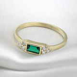 0.35 carat emerald baguette ring and diamonds