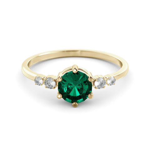 טבעת מוסונייט ירוקה ויהלומים Danielle
