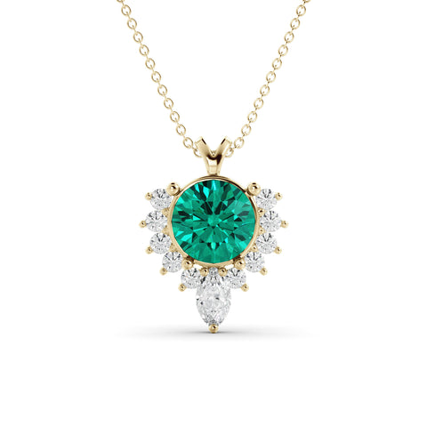 Gold Moissanite Art-deco necklace