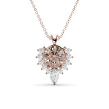 Morganite-Moissanite gold necklace