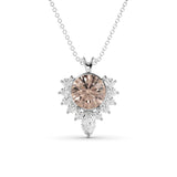 Morganite-Moissanite gold necklace