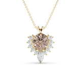 Morganite-Moissanite gold necklace