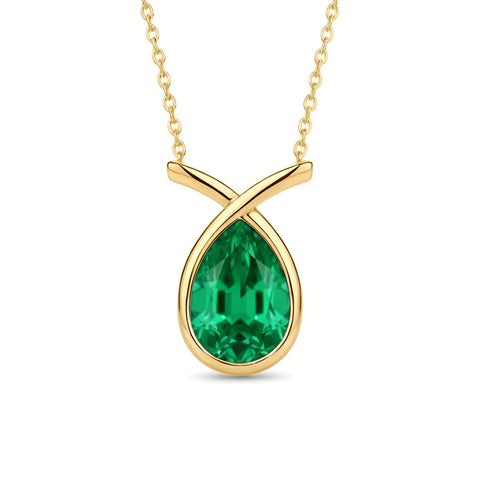 Gold Sapphire Drop Necklace - Penelope