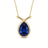 Gold Sapphire Drop Necklace - Penelope