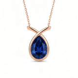 Gold Sapphire Drop Necklace - Penelope