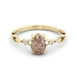 Delicate celtic ring with morganite and diamonds