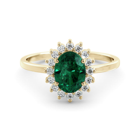 טבעת Diana  אקוומארין ירוקה ויהלומים