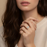 Aquamarine and diamond baguette ring