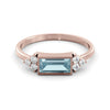 Aquamarine and diamond baguette ring