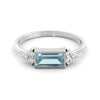 Aquamarine and diamond baguette ring