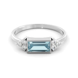 Aquamarine and diamond baguette ring