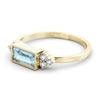 Aquamarine and diamond baguette ring