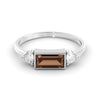Smoky quartz ring 0.84 carat pair of Moissanites