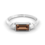 Smoky quartz ring 0.84 carat pair of Moissanites