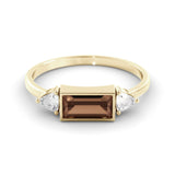 Smoky quartz ring 0.84 carat pair of Moissanites