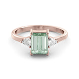 Green aquamarine - Moissanite ring