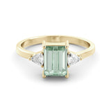 Green aquamarine - Moissanite ring