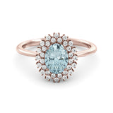 Spectacular Halo aquamarine and diamond ring