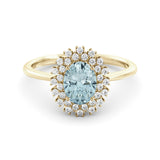 Spectacular Halo aquamarine and diamond ring