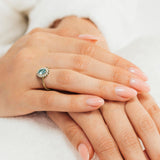 Double Halo Aquamarine-diamond ring