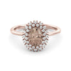 Spectacular Morganite and Halo diamond ring