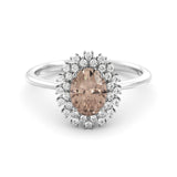 Spectacular Morganite and Halo diamond ring