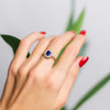 Double Halo Sapphire-diamond ring