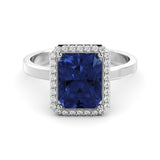 Halo diamond ring sapphire 3.01 carat