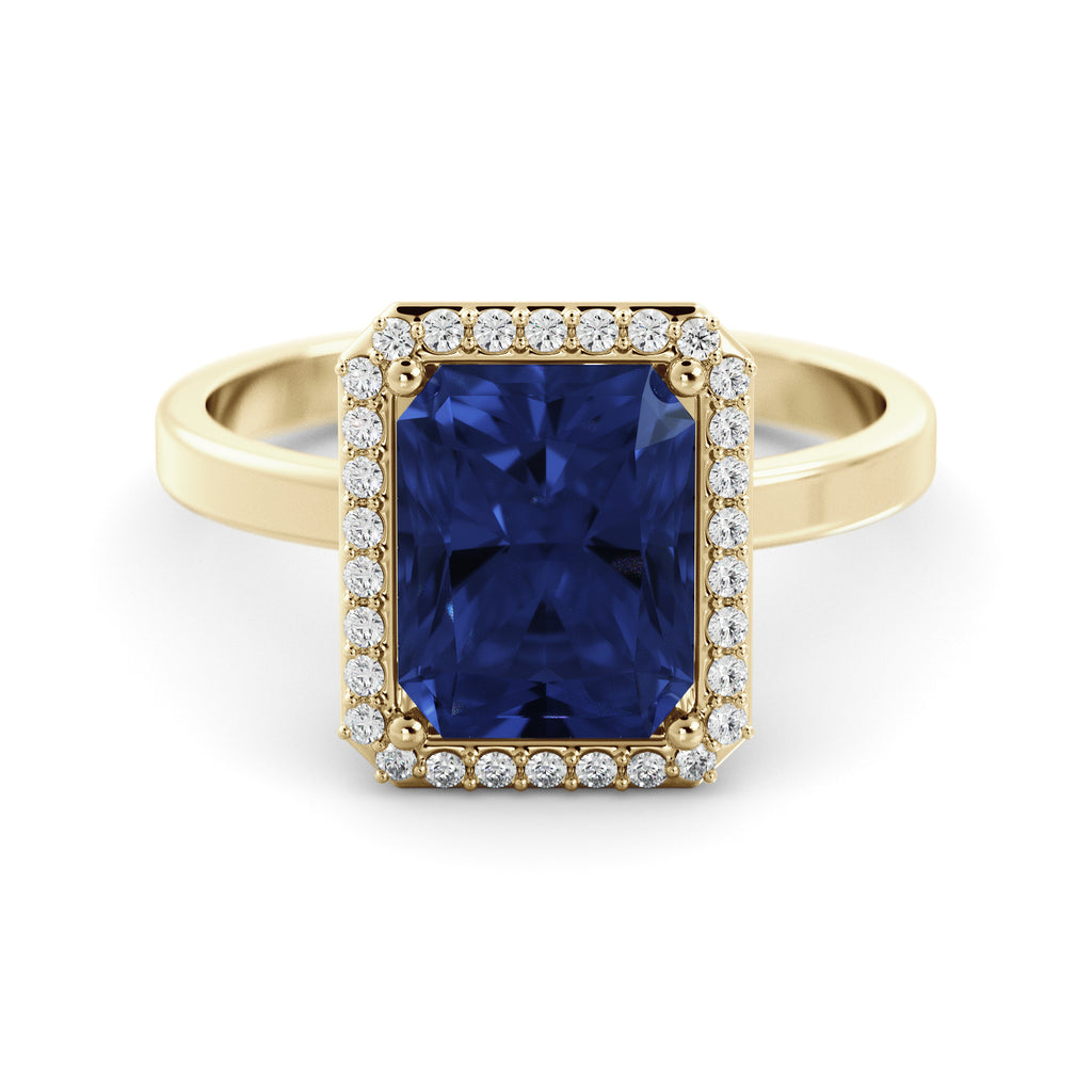 Halo diamond ring sapphire 3.01 carat