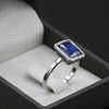 3.01 carat sapphire ring inlaid with HALO diamonds