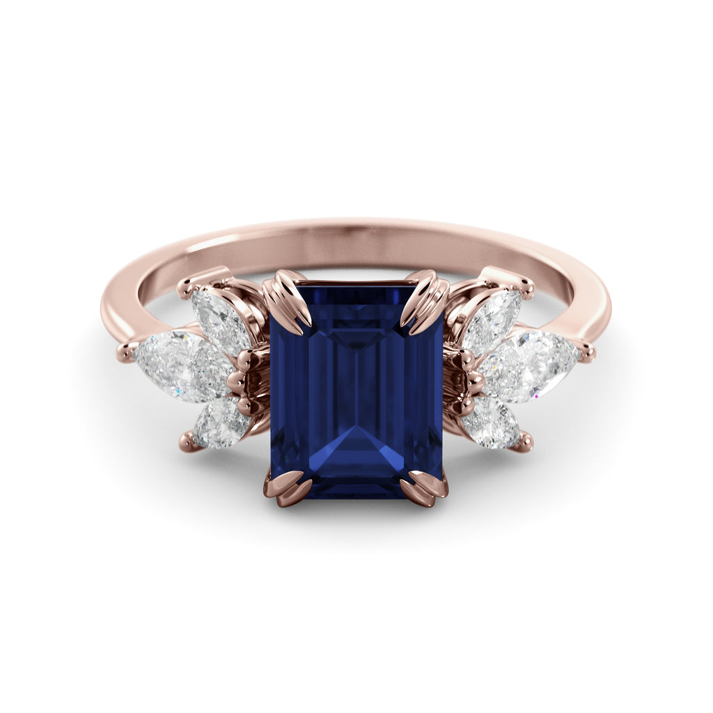 Rose Sapphire and Moissanite Ring