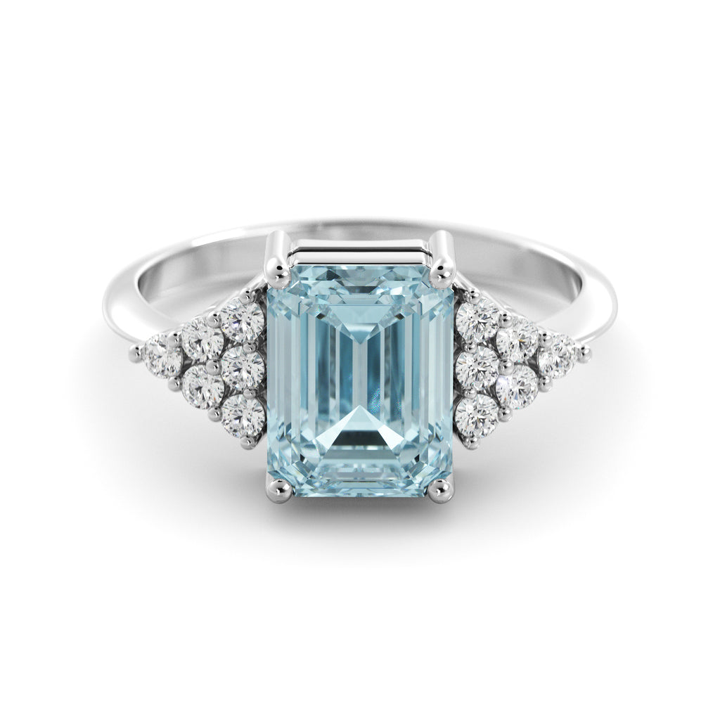 Aquamarine and diamond art deco ring