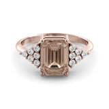 Morganite - diamond art deco ring