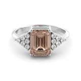 Morganite - diamond art deco ring
