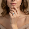 Spectacular Halo aquamarine and diamond ring
