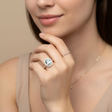 Double Halo Aquamarine-diamond ring