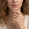 Delicate milgrain emerald and diamond ring