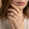 Delicate milgrain emerald and diamond ring