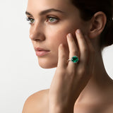 3.37 Carat Oval Emerald and Diamond Ring
