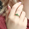 Green emerald five marquise ring