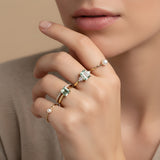 Green aquamarine - Moissanite ring