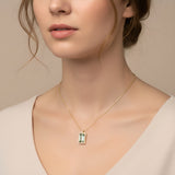 Green aquamarine baguette and diamond necklace